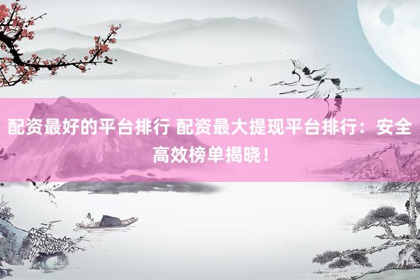 配资最好的平台排行 配资最大提现平台排行：安全高效榜单揭晓！